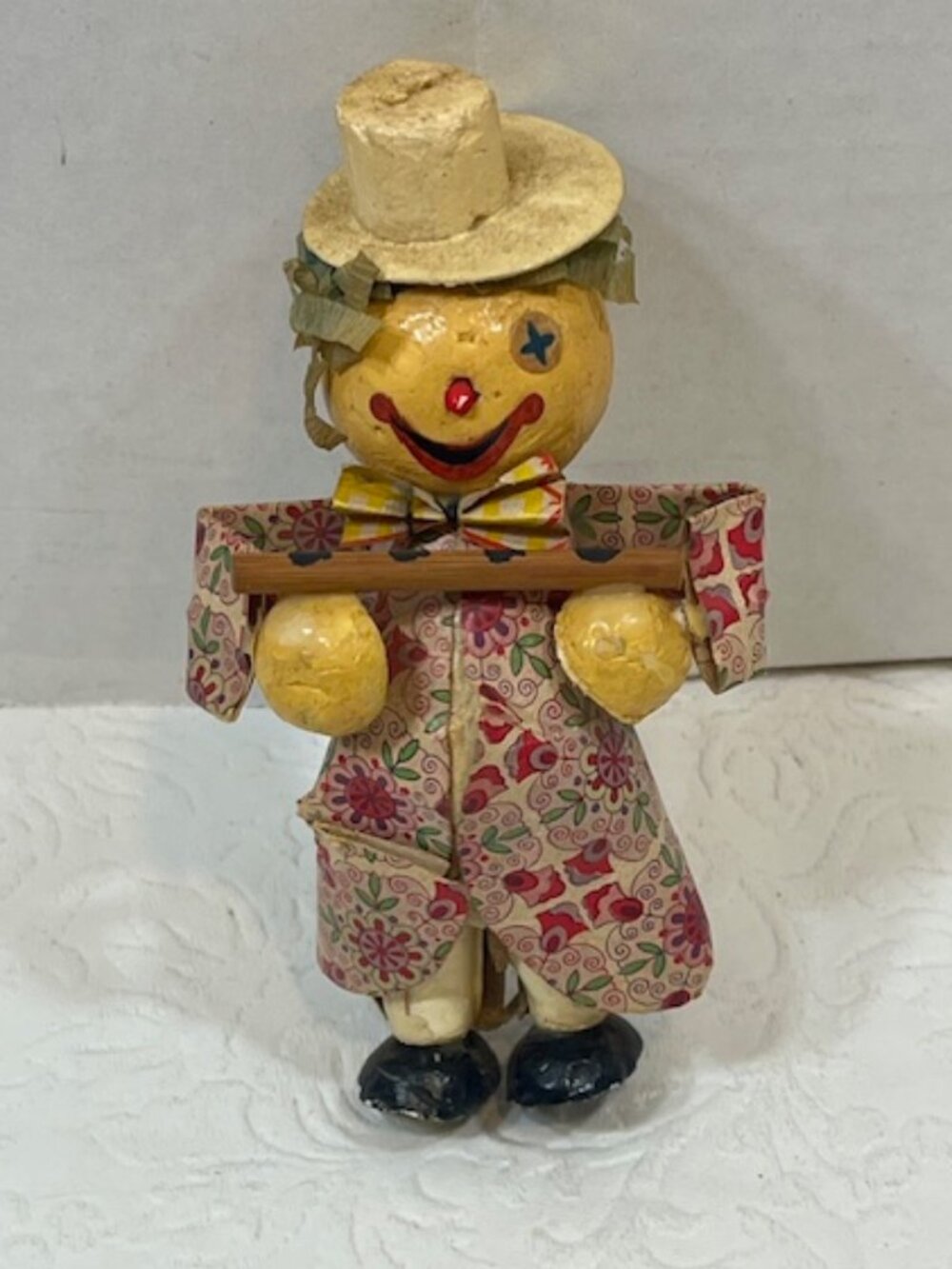 VTG 1980s Styrofoam & Paper Mache Circus Clown Figurine Handmade in Taiwan 4.5"
